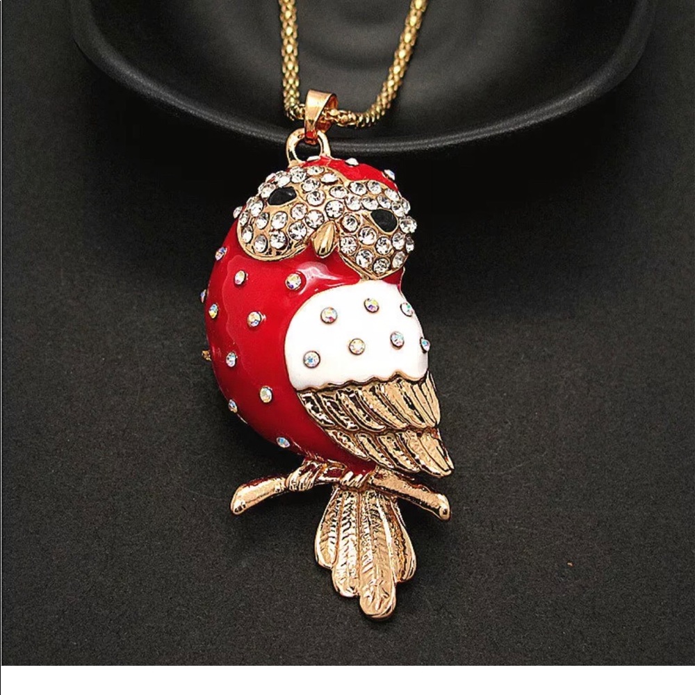 Crystal Red Owl Necklace - Picture 1 of 5